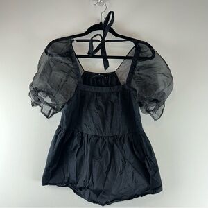 Pomander Place Tuckernuck Tinsley Peplum Sheer Puff Sleeve Top Size XS